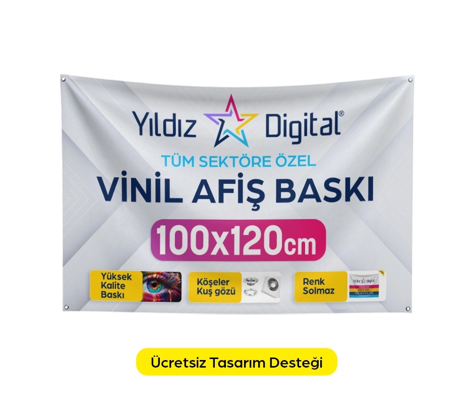 Vinil Branda Afiş Baskı 100x120 cm - 1 Adet