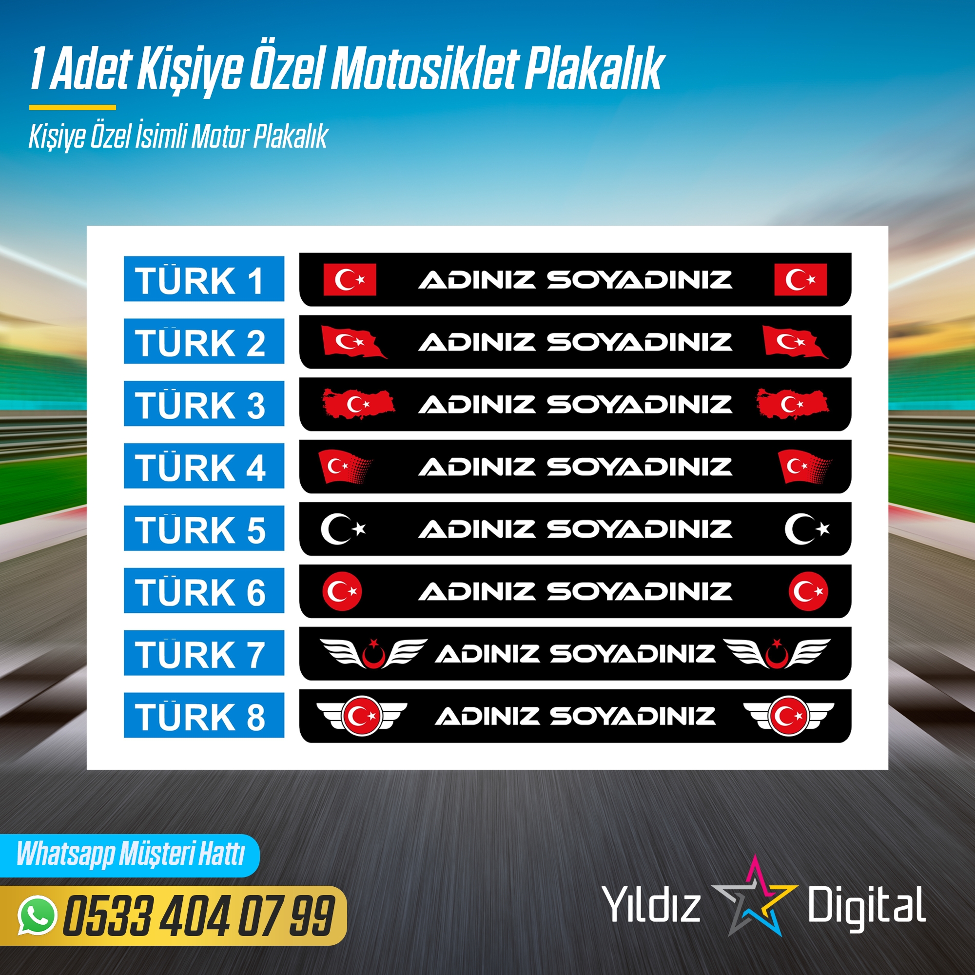Kişiye Özel Plakalık - 1 Adet - isimli Motor Plakalık, Motosiklet Plakalık 