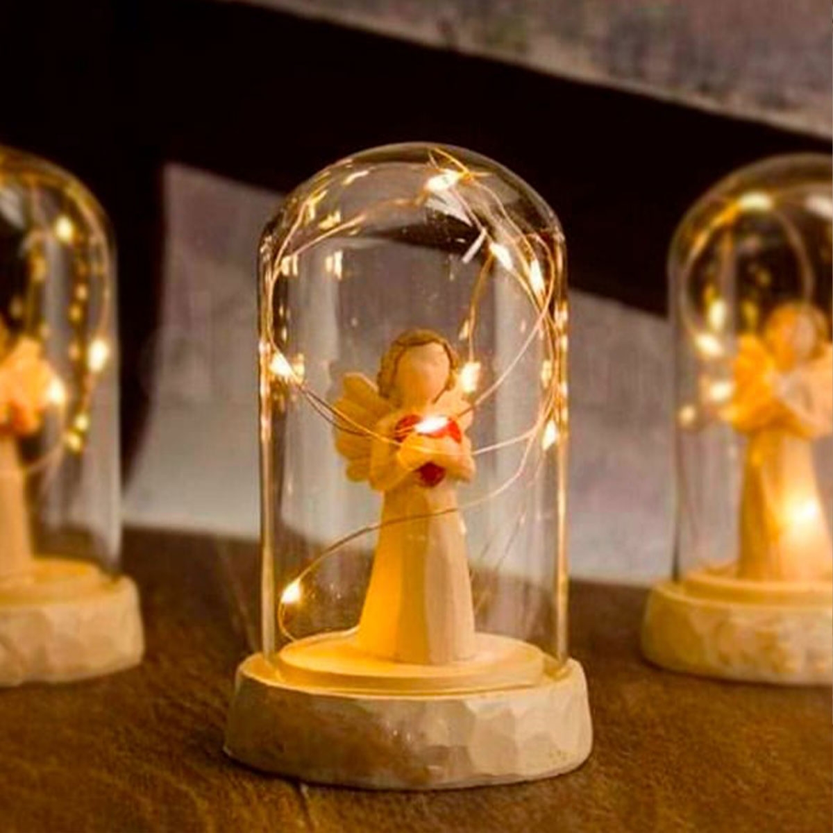 Kişiye Özel Fotoğraflı Doğum Günü Hediyesi Melek Işıklı Fanus