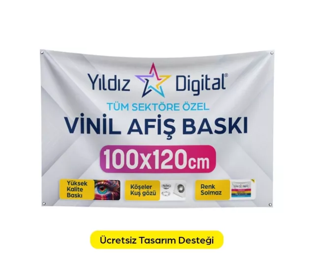 Vinil Branda Afiş Baskı 100x120 cm - 1 Adet