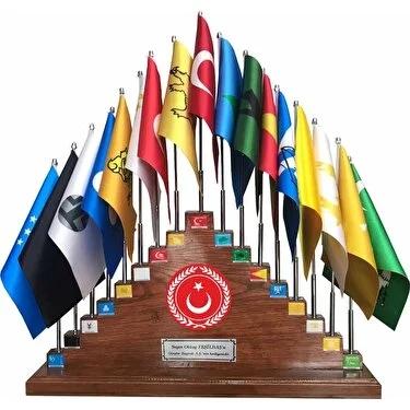 17’li Türk Ahşap Kaide Masa Bayrağı - 1 Adet