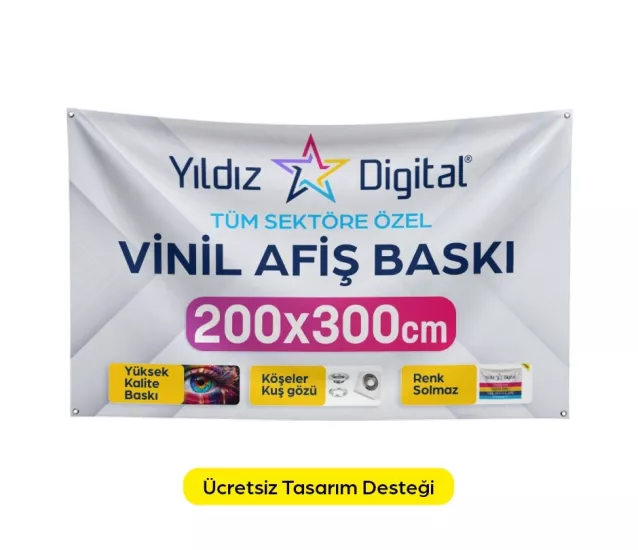 Vinil Branda Afiş Baskı 200x300 cm - 1 Adet