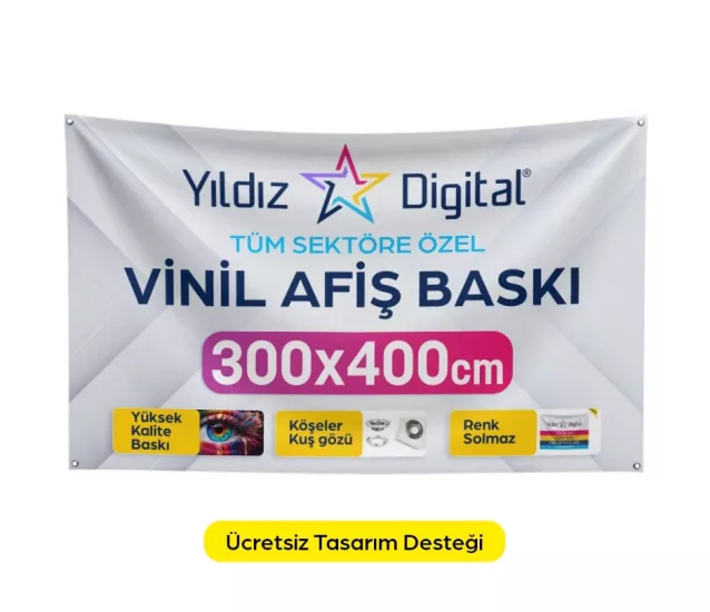Vinil Branda Afiş Baskı 300x400 cm - 1 Adet