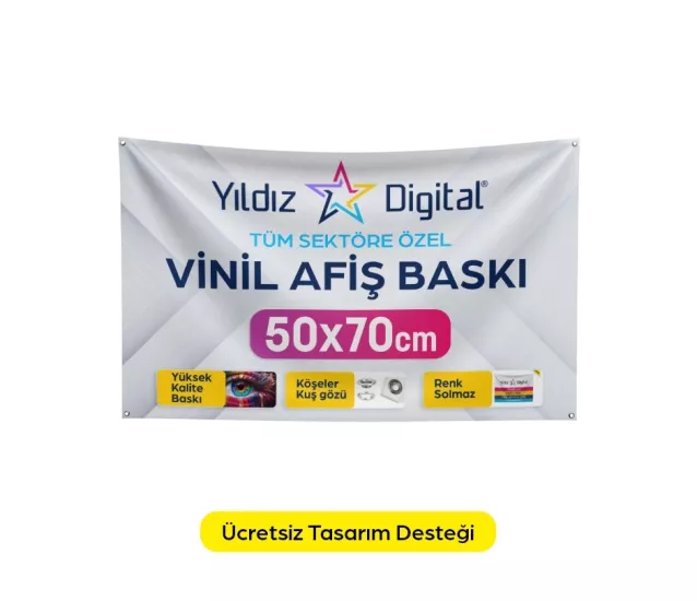 Vinil Branda Afiş Baskı 50x70 cm - 1 Adet
