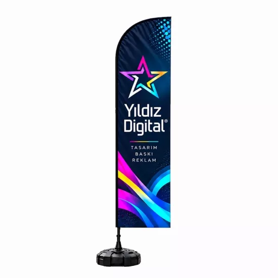 Yelken Bayrak Takımı | 75x300 cm Baskılı Reklam Bayrağı Seti